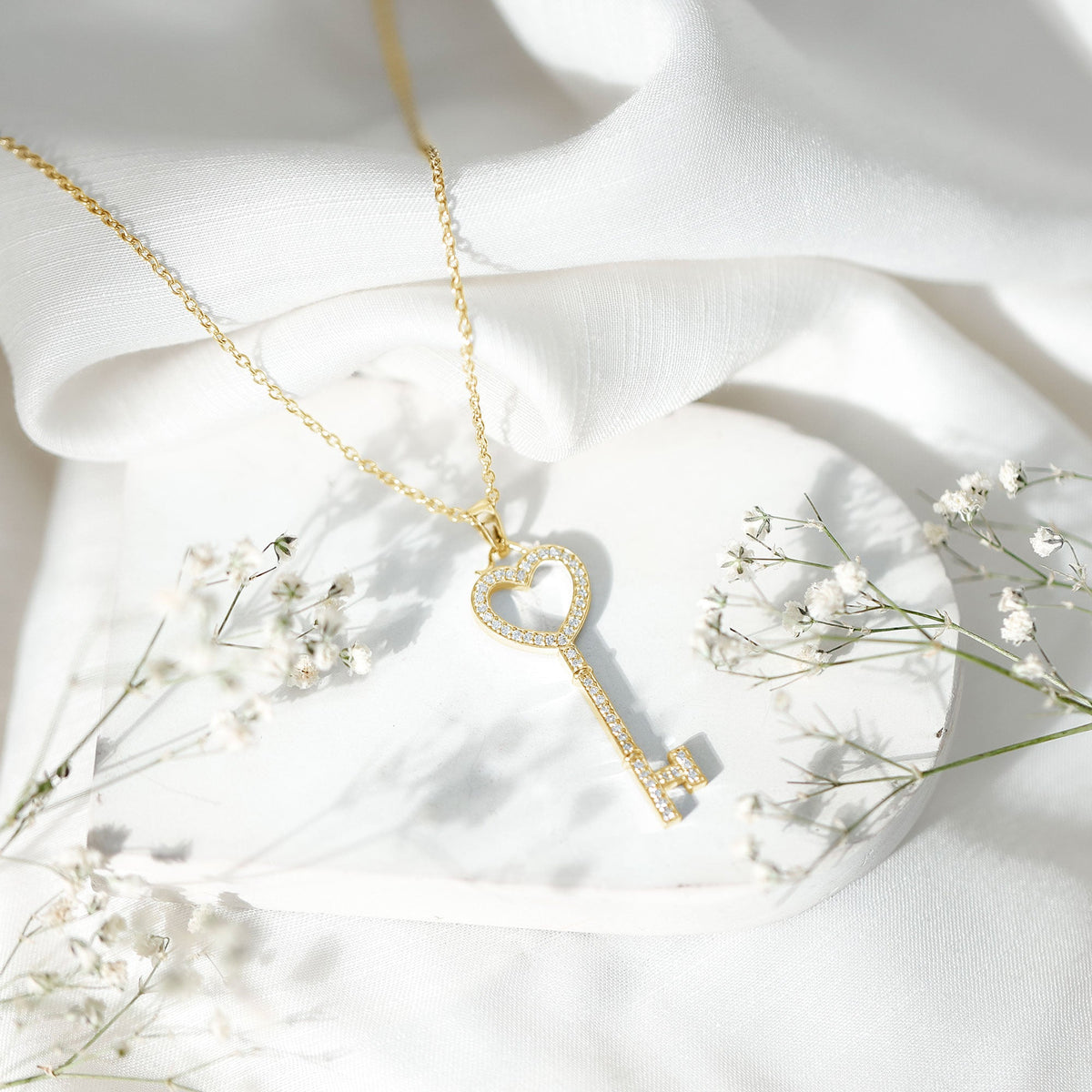 Certified Moissanite Key to My Heart Necklace