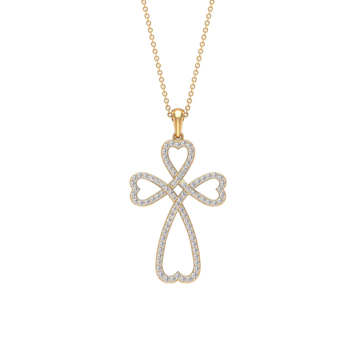 Certified Moissanite Heart Cross Pendant Necklace