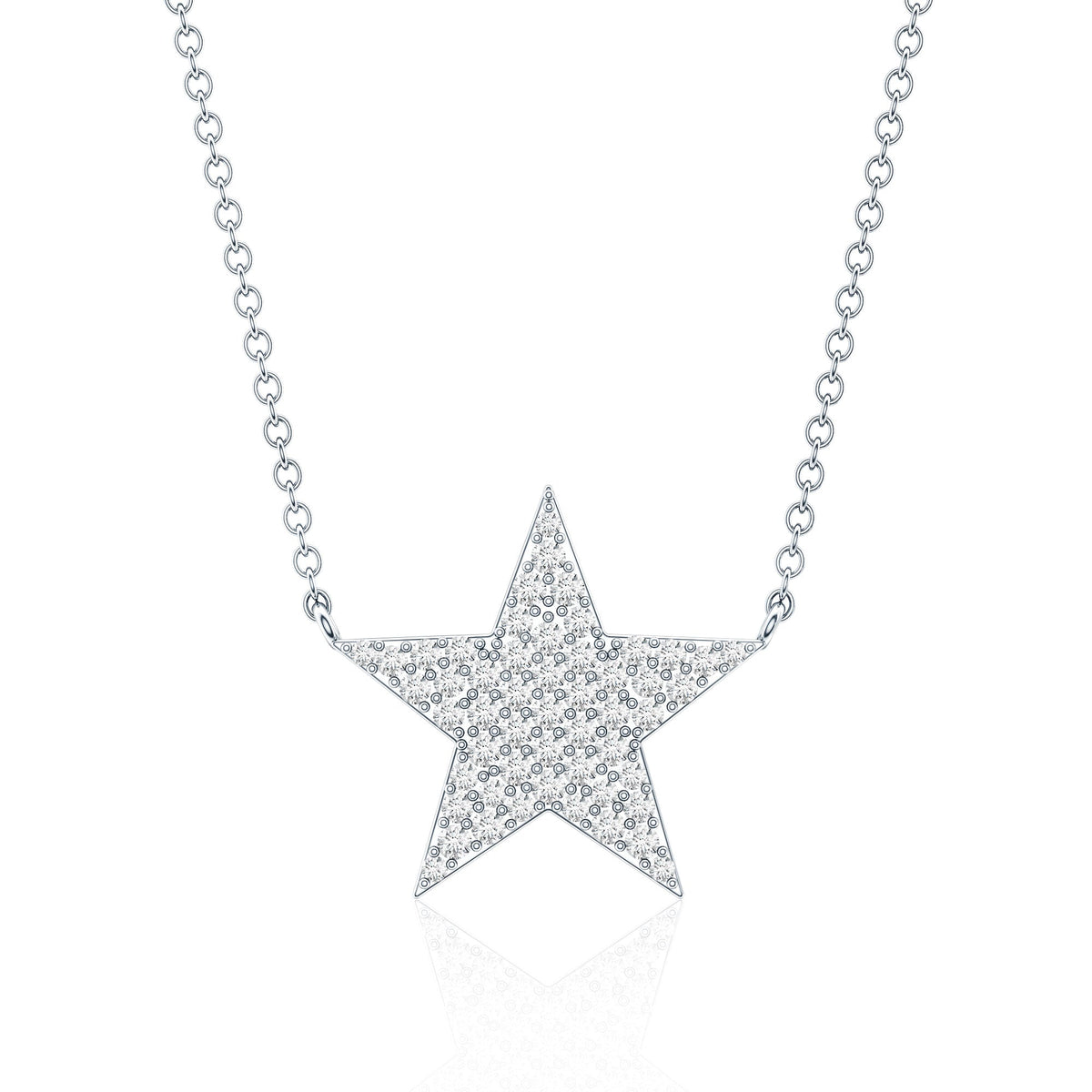 Diamond Star Pendant Necklace in Pave Setting