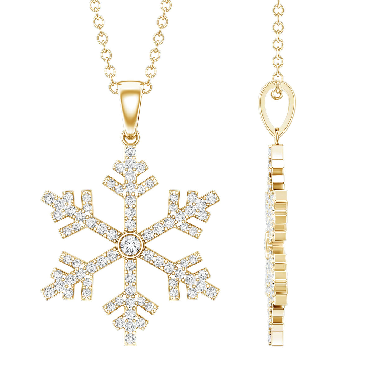 Genuine Diamond Snowflake Pendant for Women