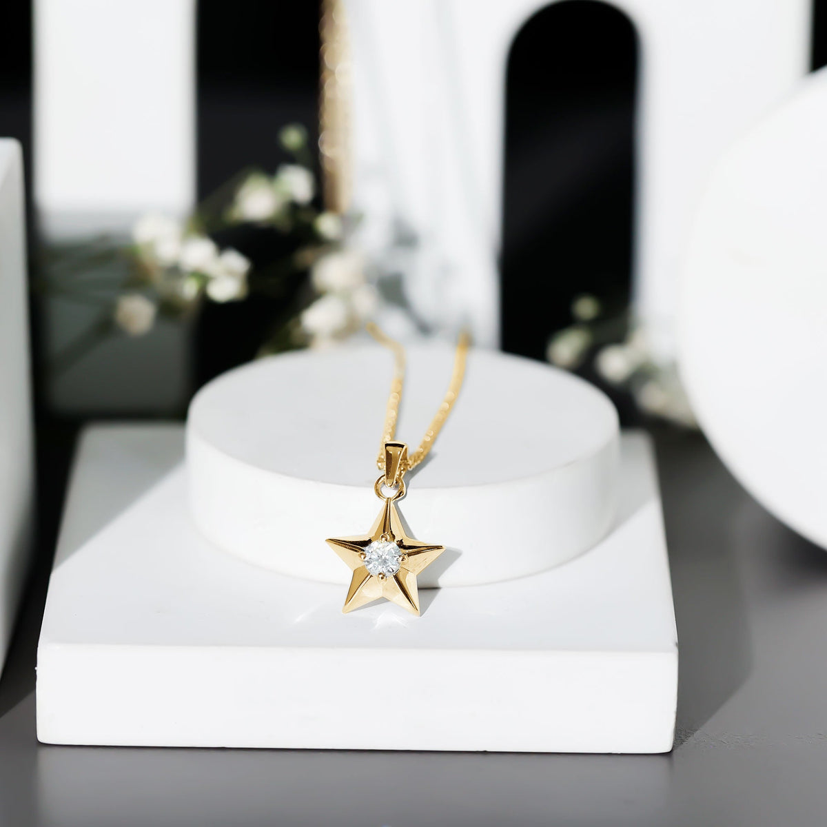 Certified Diamond Star Pendant Necklace