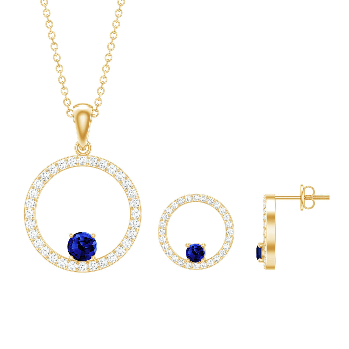 Lab Created Blue Sapphire and Moissanite Eternity Jewelry Set