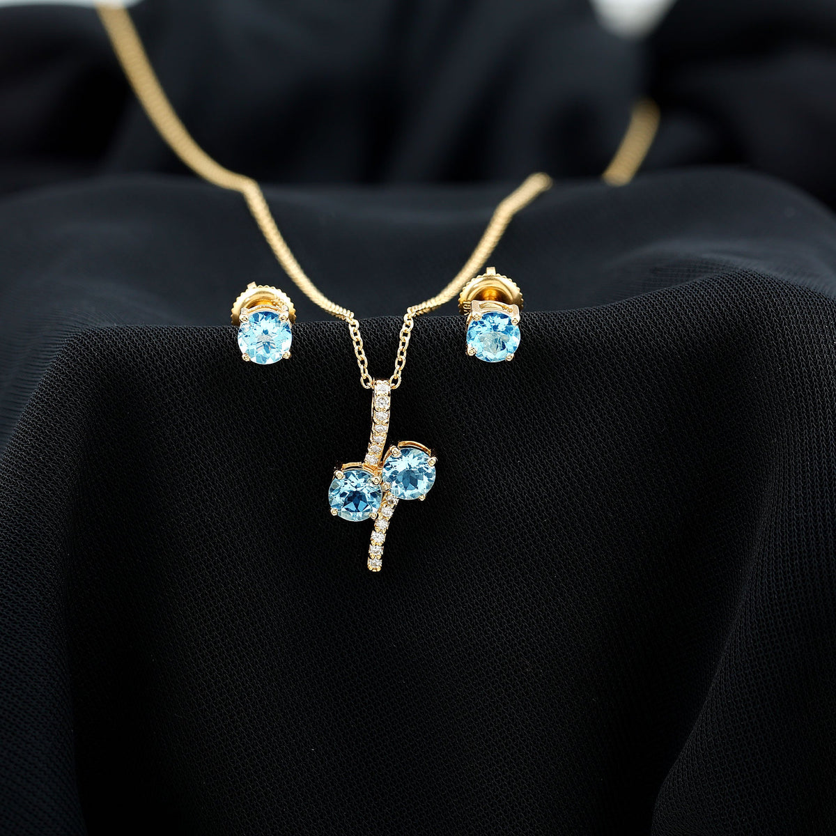 Aquamarine Bridal Jewelry Set with Diamond Accent