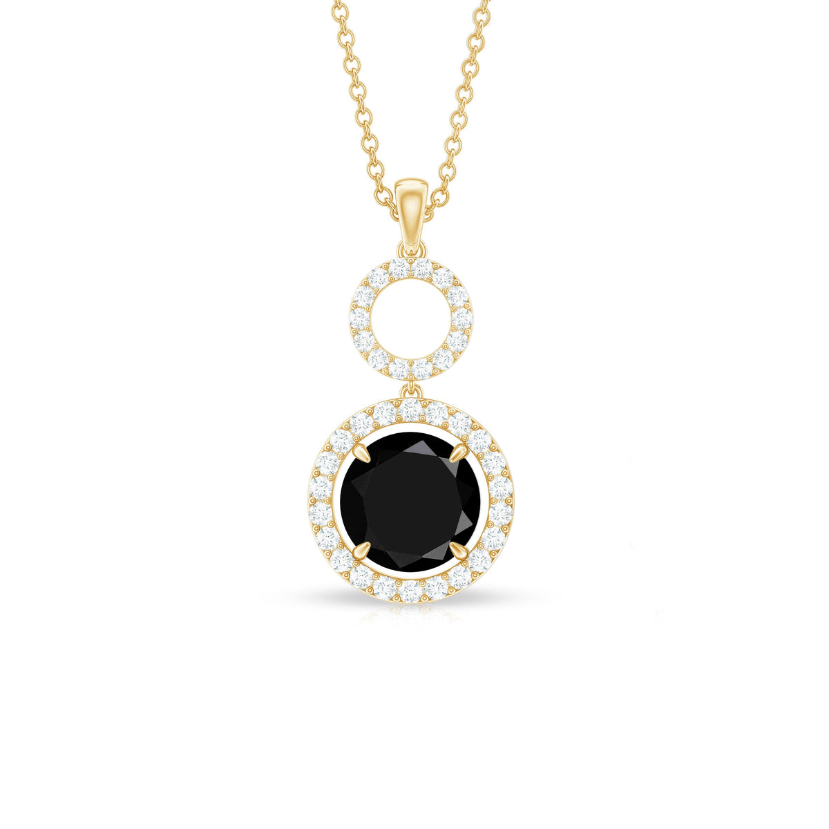 Classic 2 Carat Black Onyx Diamond Drop Necklace