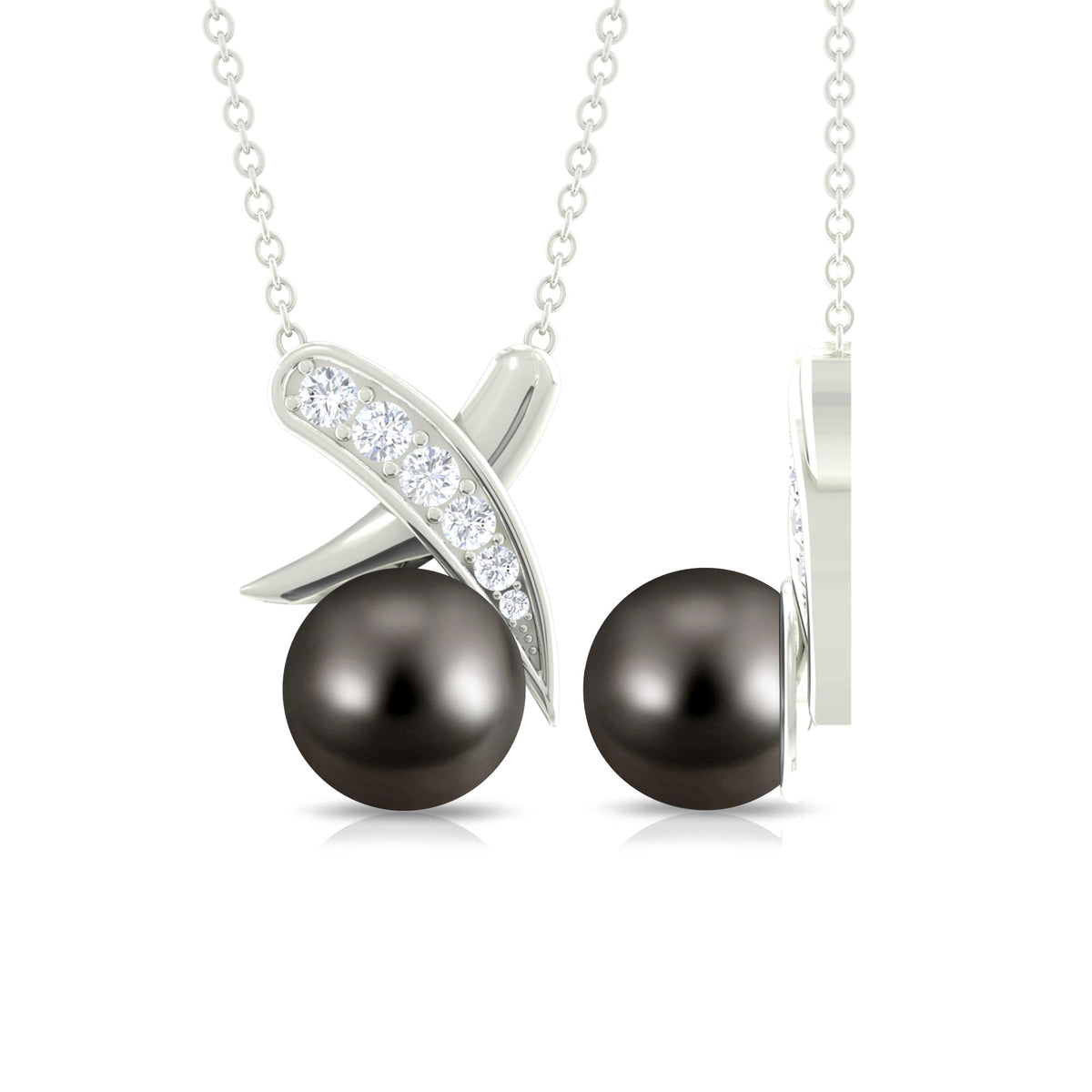 Tahitian Pearl and Diamond XO Necklace