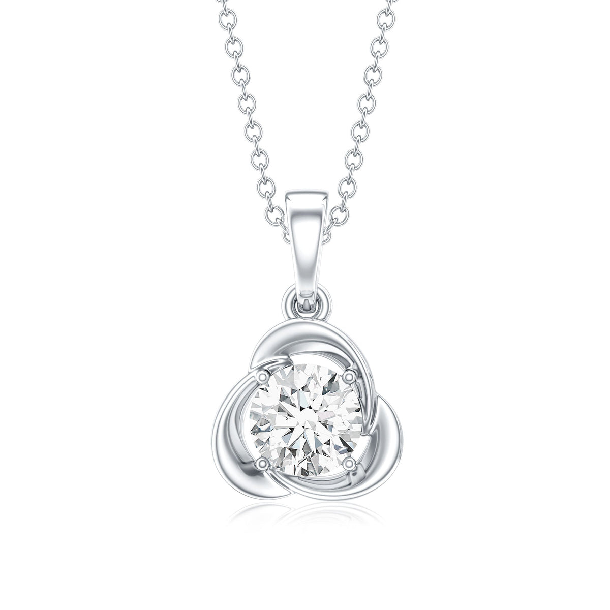 Round Shape Lab Grown Diamond Solitaire Flower Pendant