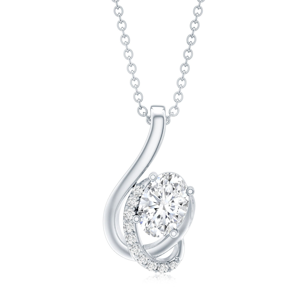 Certified Oval Shape Lab Grown Diamond Designer Necklace