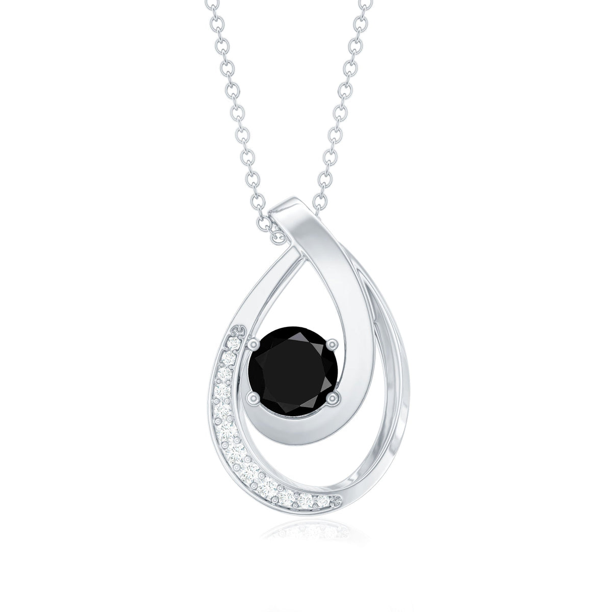 Certified Lab Grown Black and White Diamond Teardrop Necklace