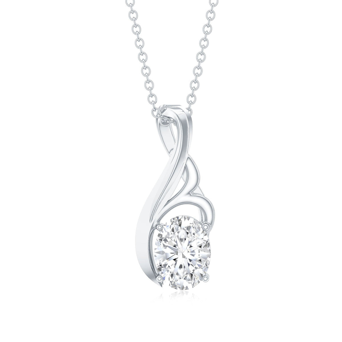 Certified Oval Lab Grown Diamond Solitaire Pendant Necklace