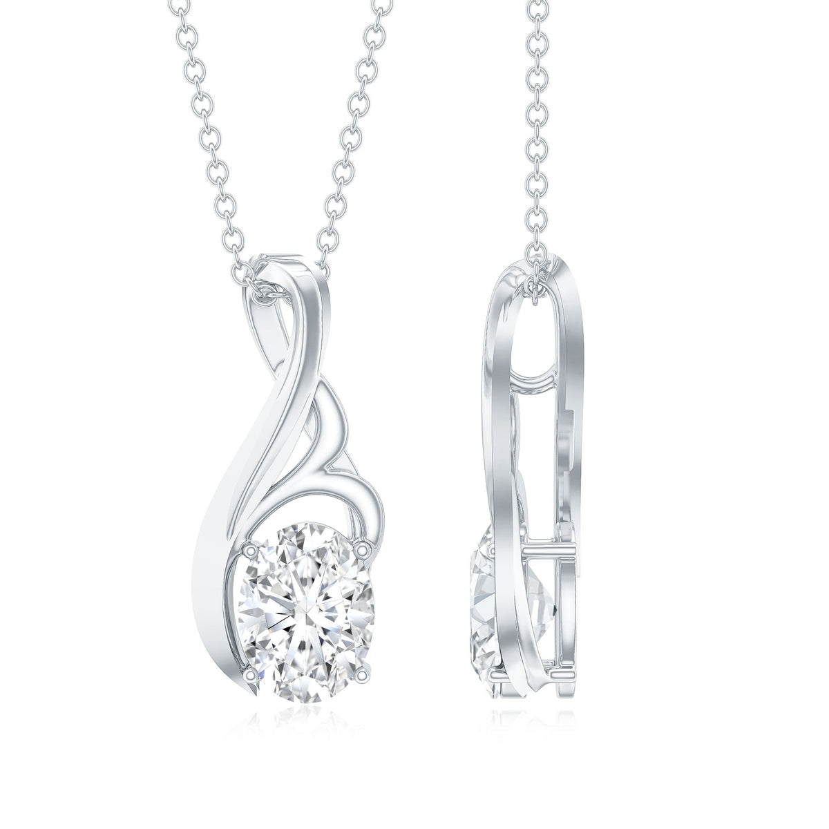 Certified Oval Lab Grown Diamond Solitaire Pendant Necklace