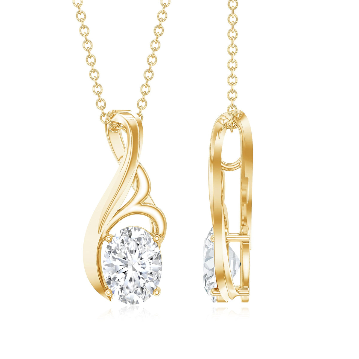 Certified Oval Lab Grown Diamond Solitaire Pendant Necklace