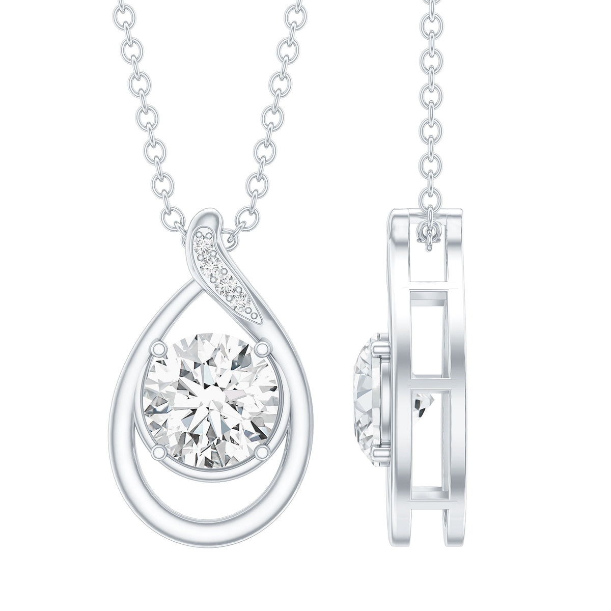 Lab Grown Diamond Teardrop Pendant Necklace