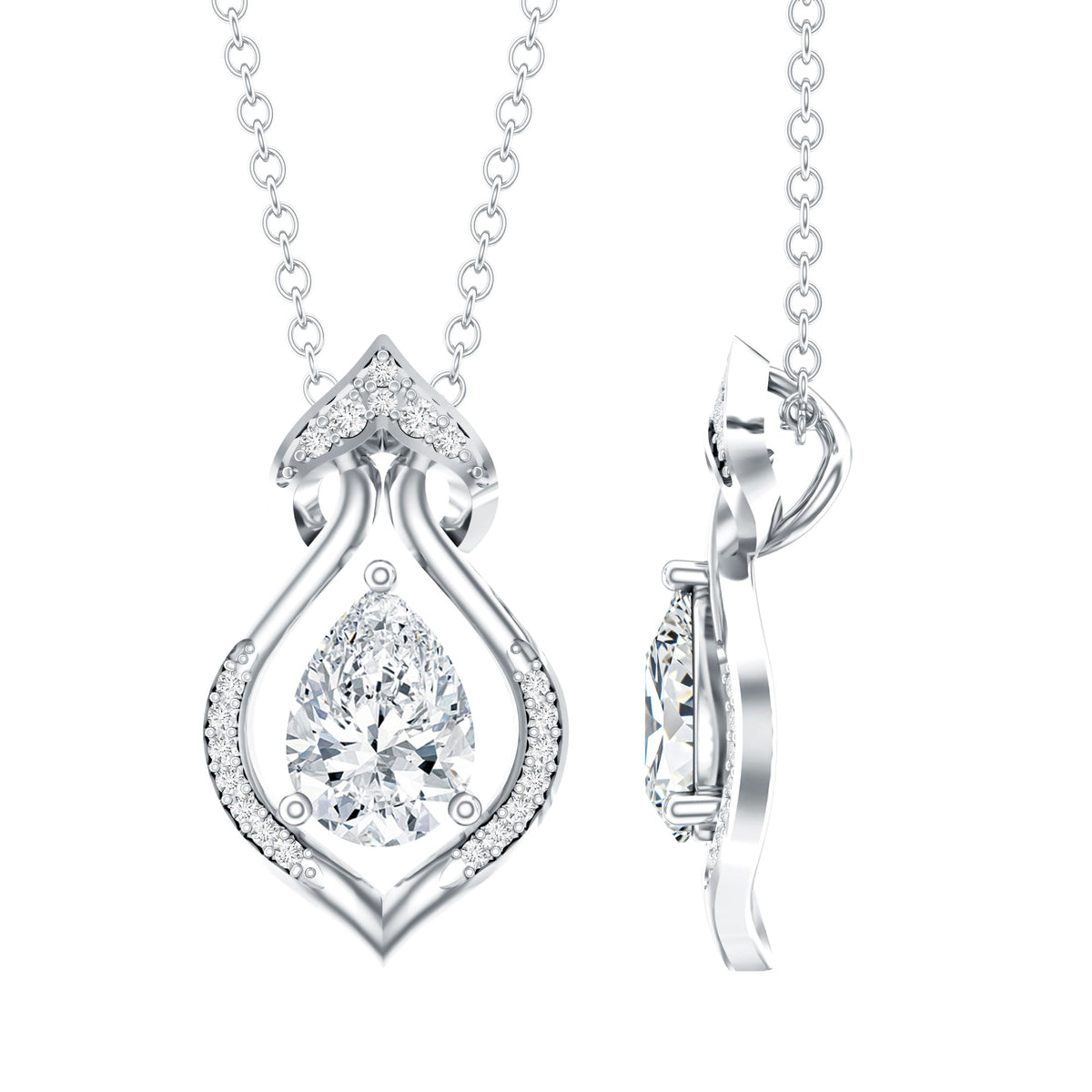 Pear Shape Lab Grown Diamond Bridal Pendant Necklace