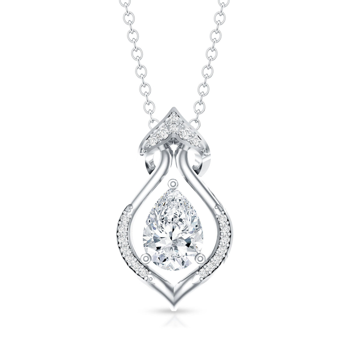 Pear Shape Lab Grown Diamond Bridal Pendant Necklace