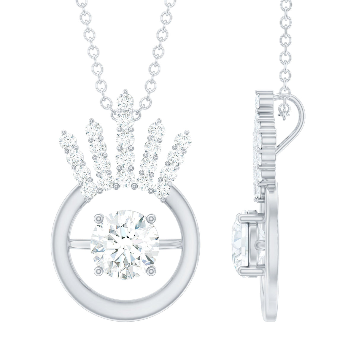 Designer Lab Grown Diamond Crown Necklace