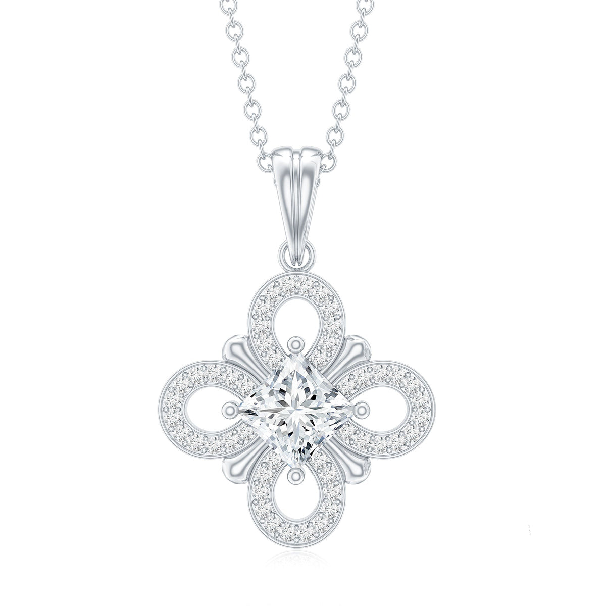 Lab Grown Diamond Vintage Inspired Pendant Necklace