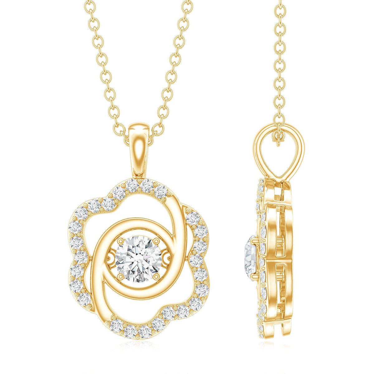 Flower Pendant Necklace with Lab Grown Diamond