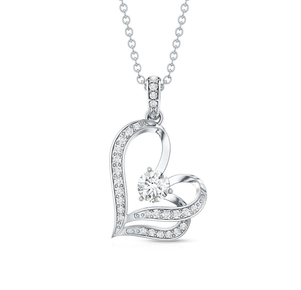Tilted Lab Diamond Heart Pendant Necklace