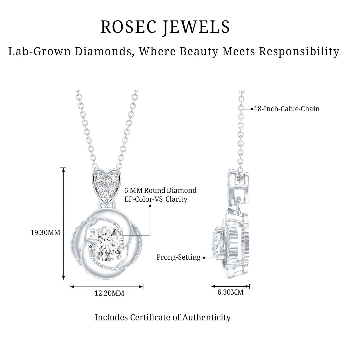 Lab Grown Diamond Swirl Pendant Necklace