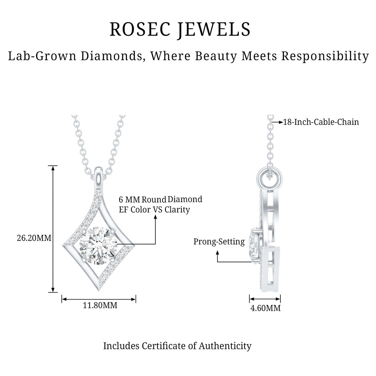 Certified Lab Grown Diamond Geometric Pendant Necklace