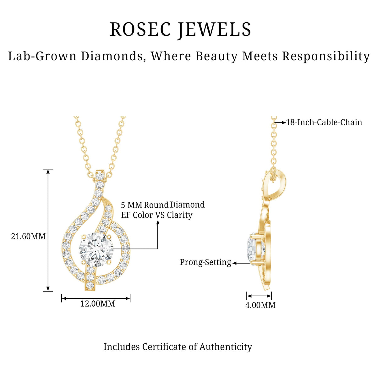 Certified Lab Grown Diamond Leaf Necklace