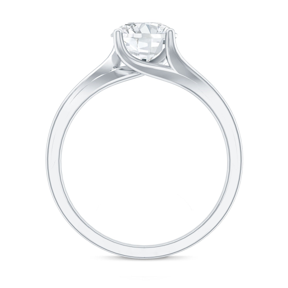 Certified Solitaire Moissanite Bypass Engagement Ring