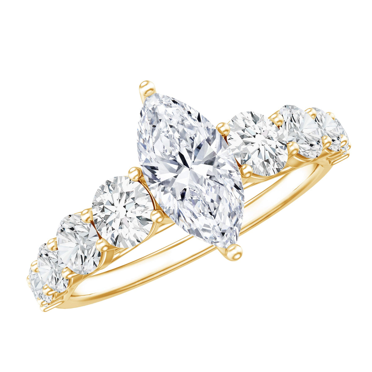 Marquise Moissanite Engagement Ring With Side Stones