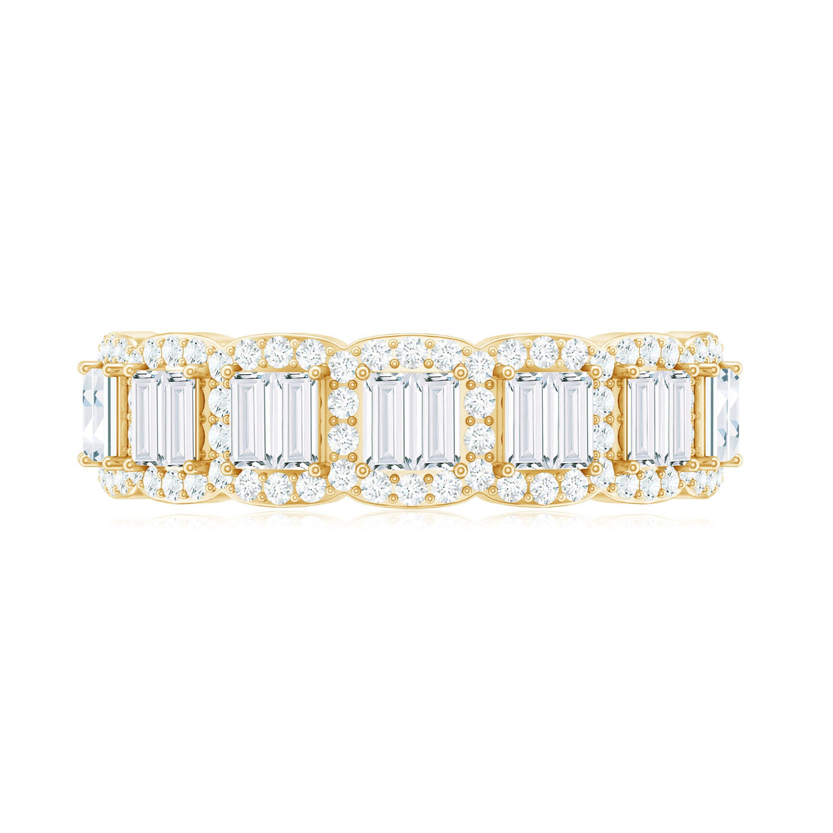 Designer Baguette Moissanite Half Eternity Band Ring