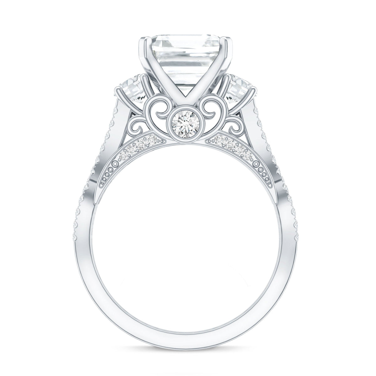 Asscher Cut Certified Moissanite Vintage Looking Engagement Ring