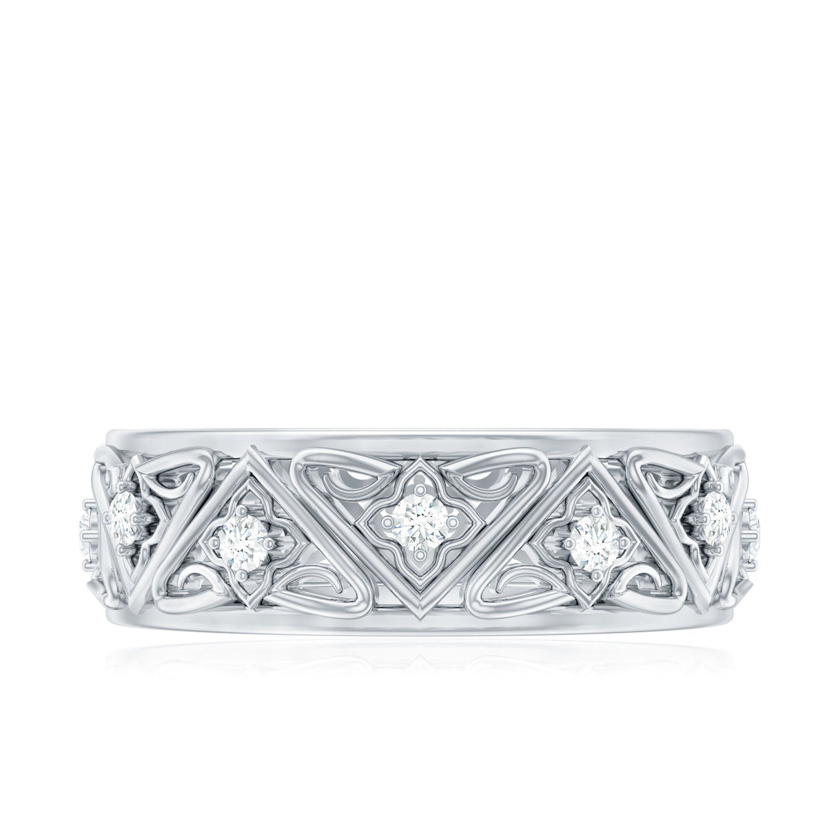 Vintage Style Diamond Wedding Band Ring