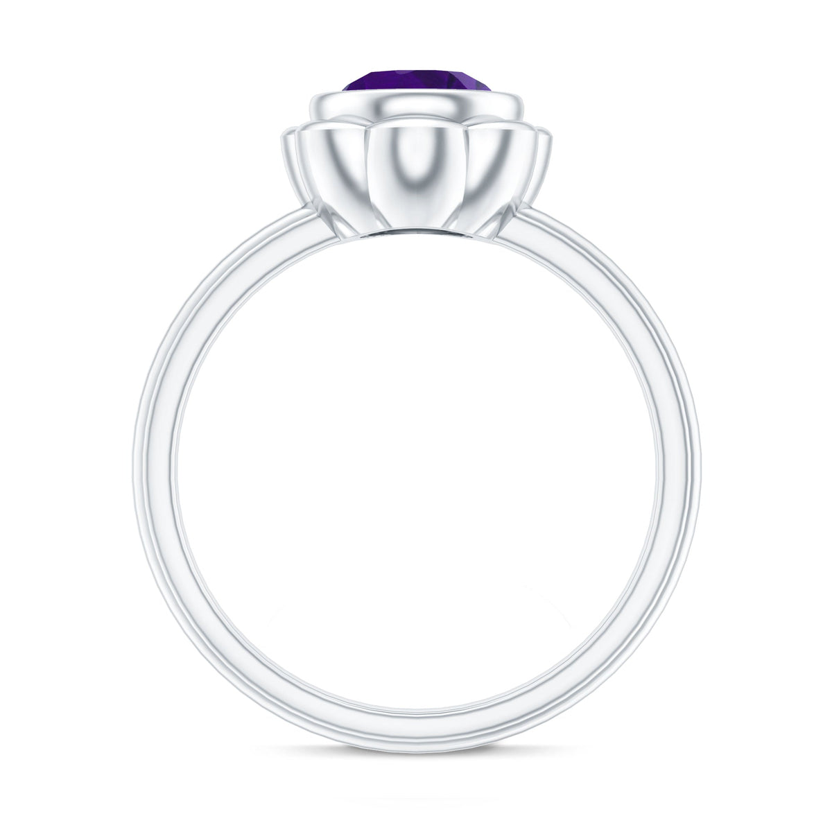 1.2 Carat Amethyst Engagement Ring in Bezel Setting