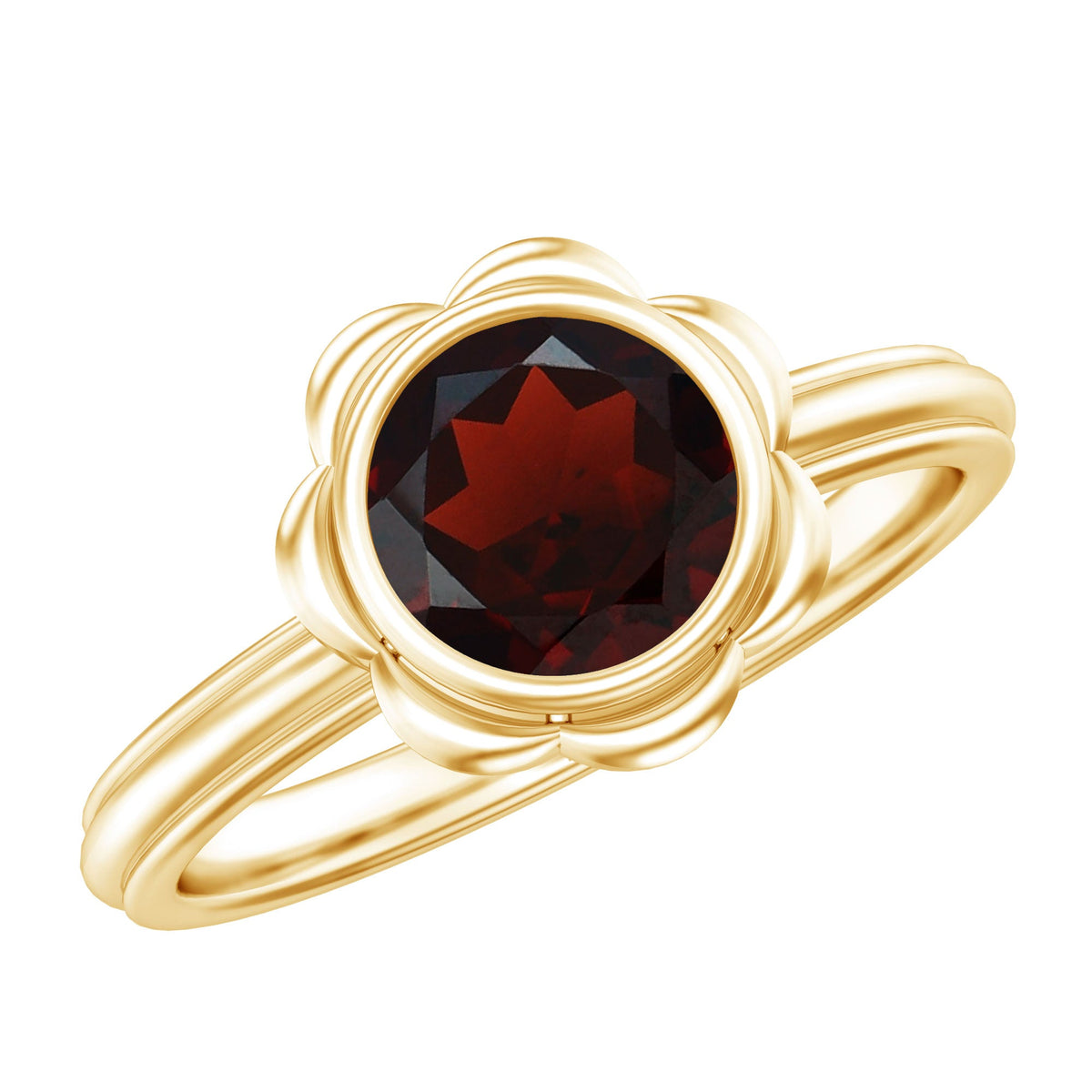1.7 Carat Round Cut Garnet Flower Engagement Ring for Women
