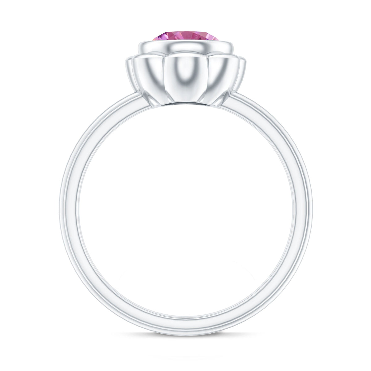 1.2 Carat Round Pink Tourmaline Flower Engagement Ring