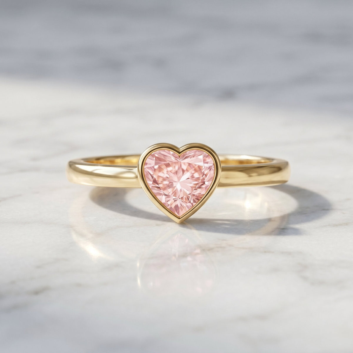 Bezel Set Lab Grown Pink Diamond Solitaire Promise Ring with IGI Certificate