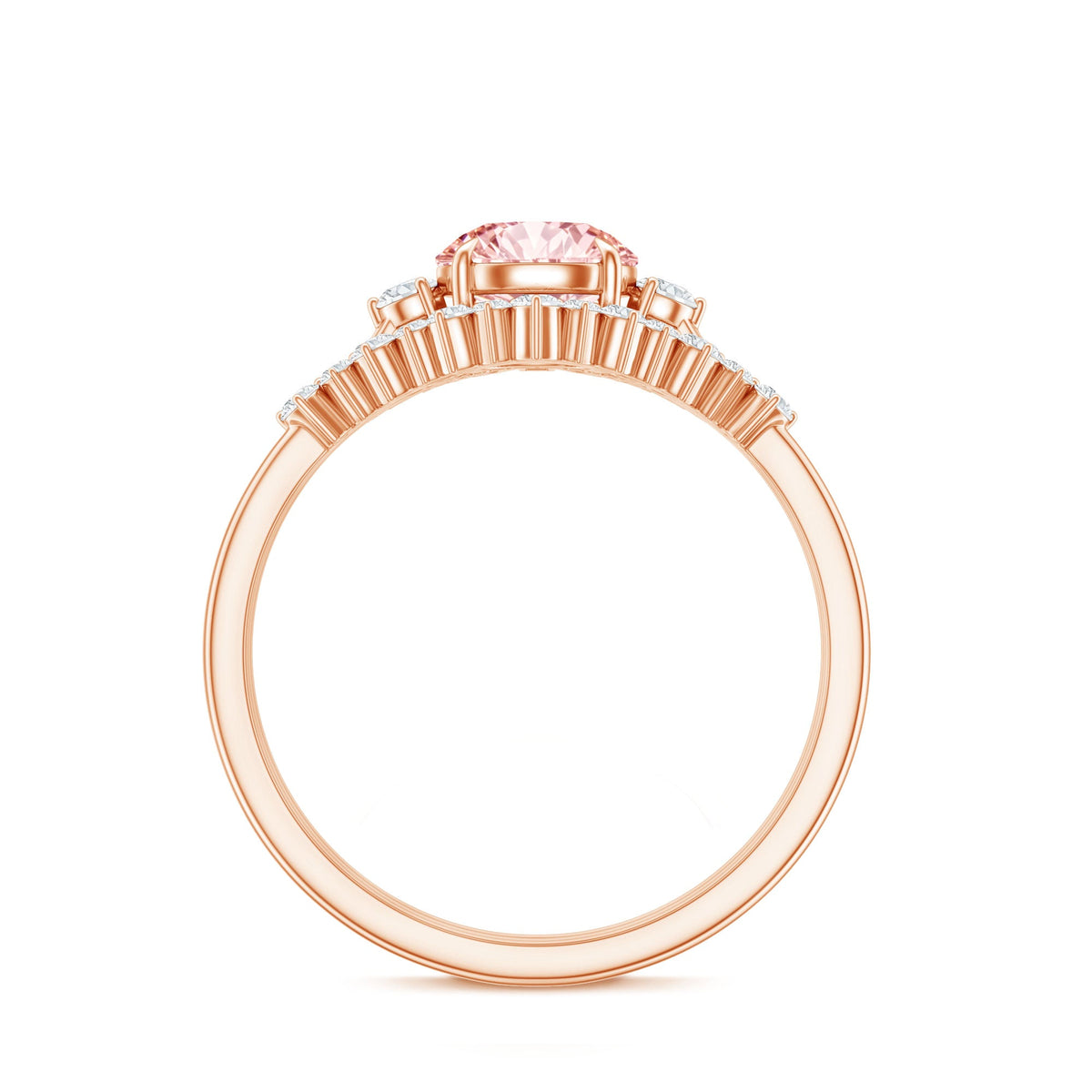 IGI Certified Lab Grown Pink White Diamond Trio Wedding Ring Set