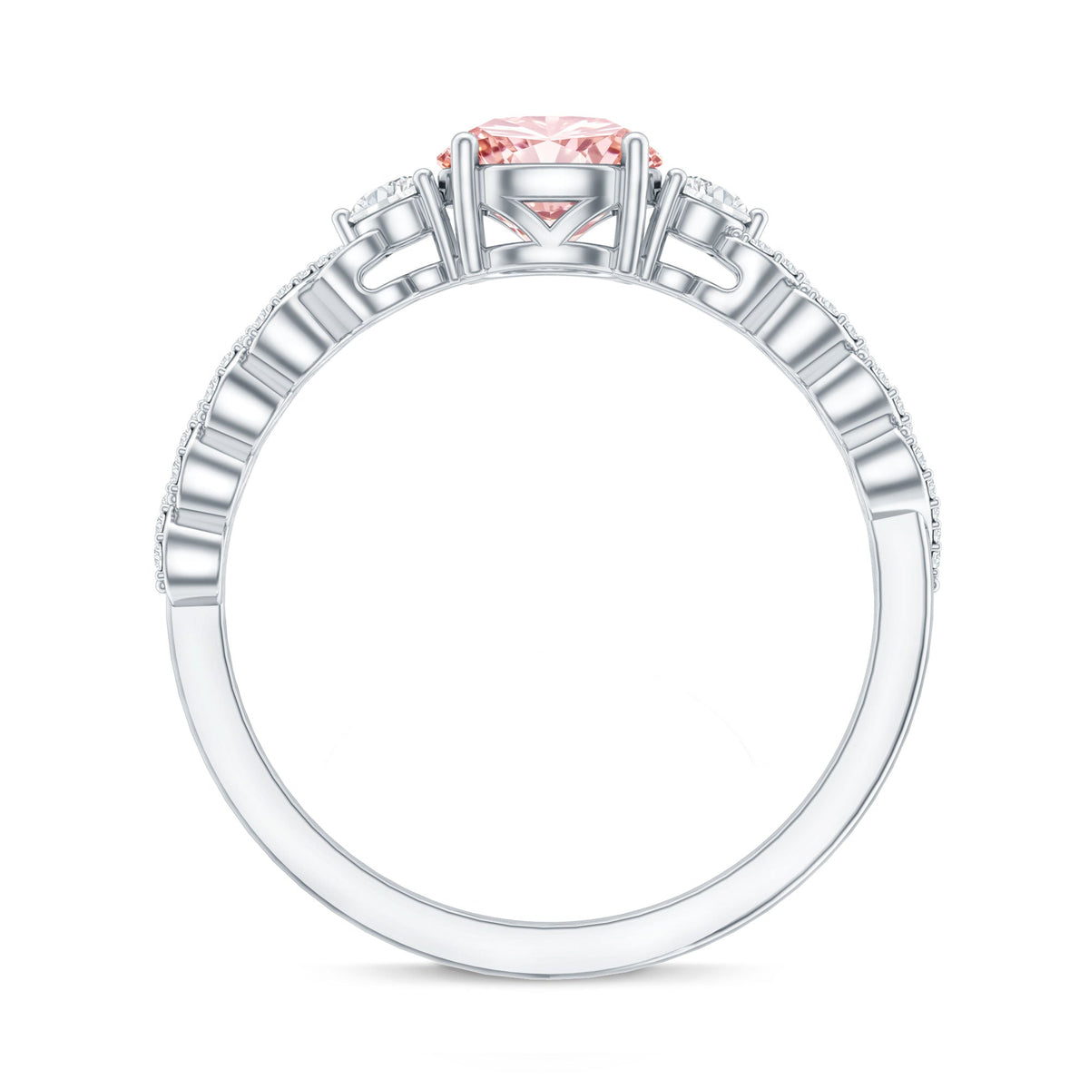 Lab Grown Fancy Pink Diamond Engagement Ring with IGI Certificate