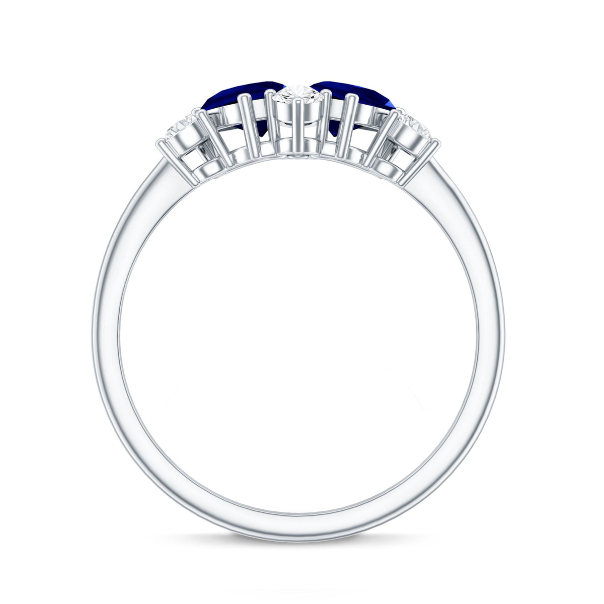 Lab Created Blue Sapphire and Diamond Cluster Ring