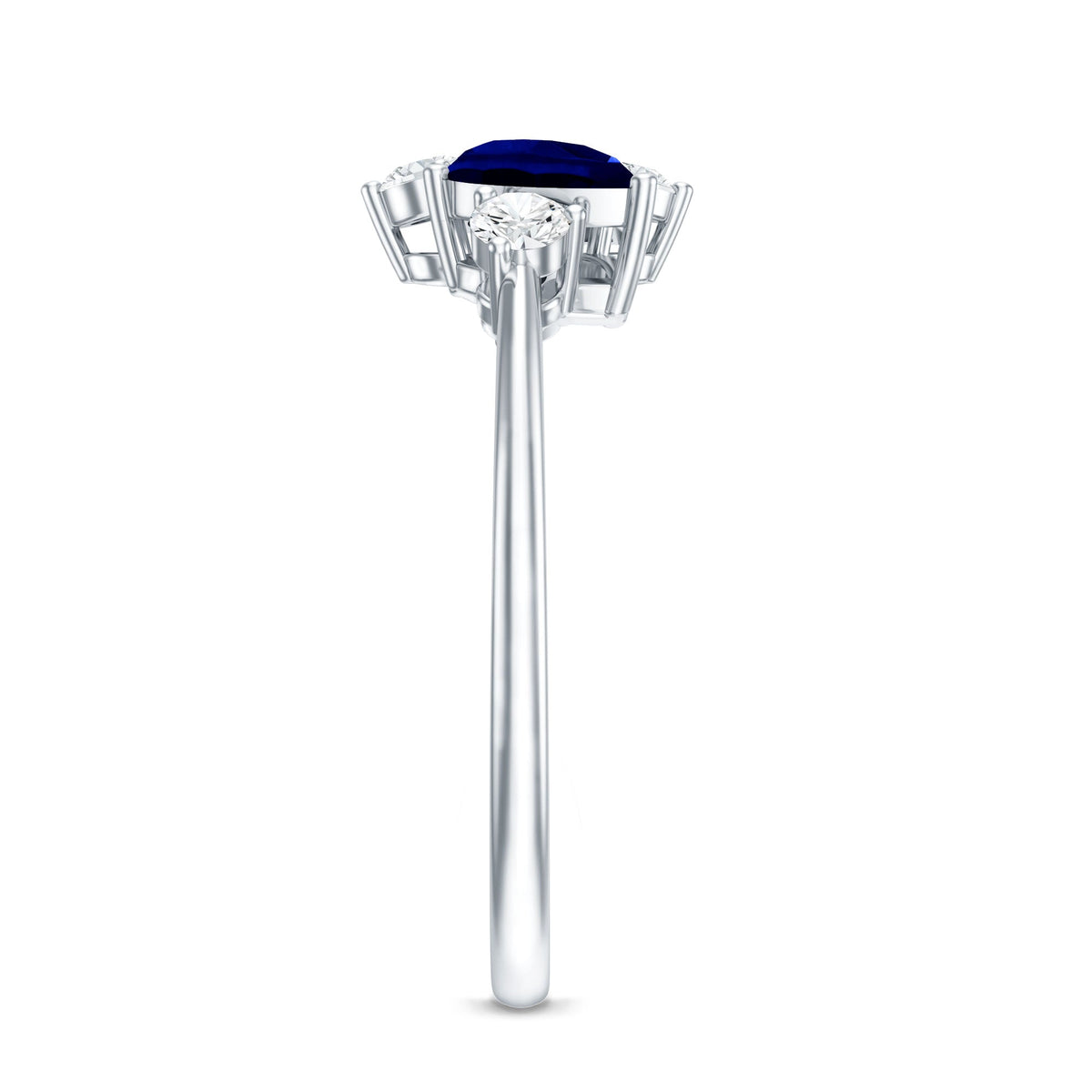 Lab Created Blue Sapphire and Diamond Cluster Ring