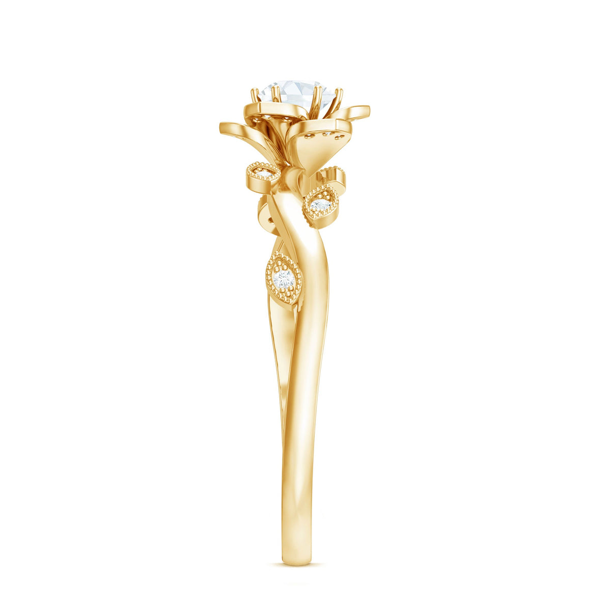 Natural Diamond Flower Engagement Ring For Women