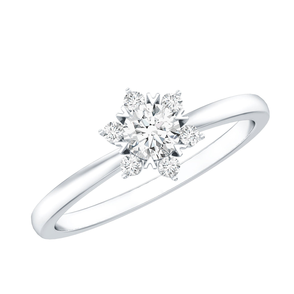 Round Moissanite Flower Promise Ring for Her