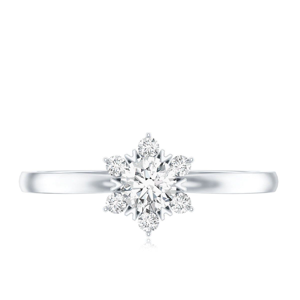 Round Moissanite Flower Promise Ring for Her