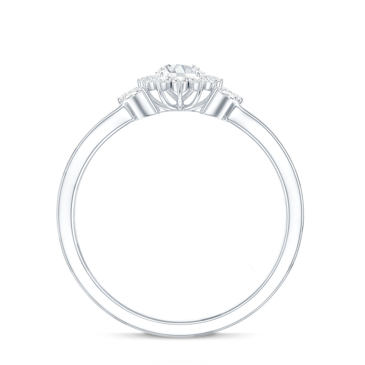 Diamond Flower Engagement Ring with Split Shank