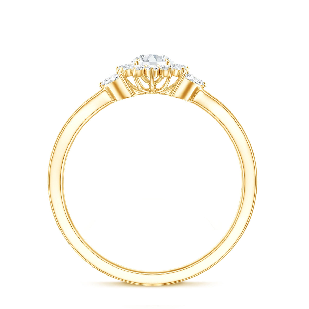 Diamond Flower Engagement Ring with Split Shank