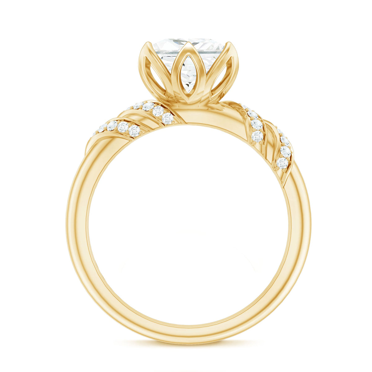 Certified Princess Cut Moissanite Designer Engagement Ring
