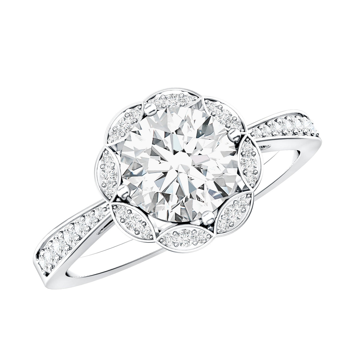 Certified 1.2 Carat Lab Grown Diamond Halo Engagement Ring