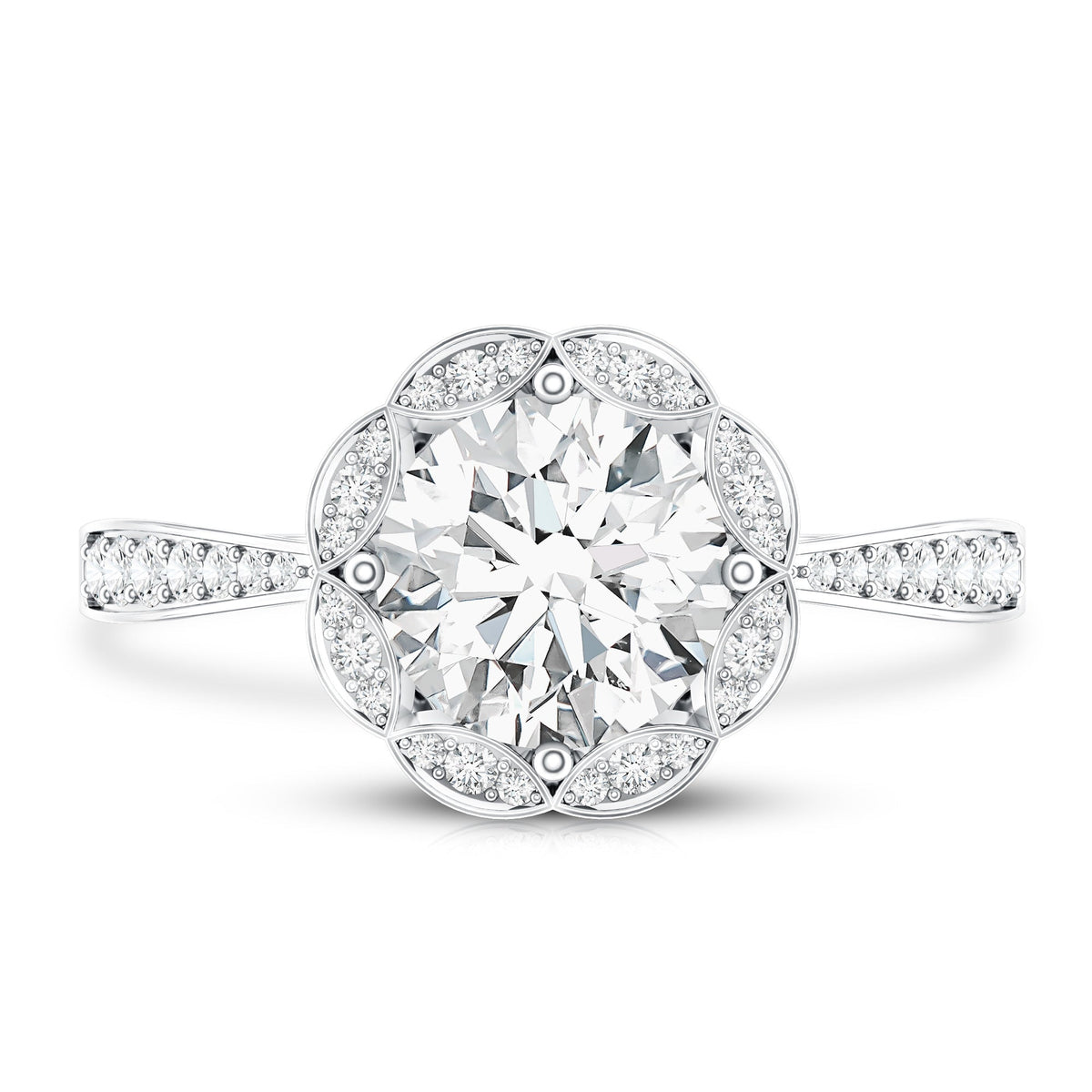 Certified 1.2 Carat Lab Grown Diamond Halo Engagement Ring