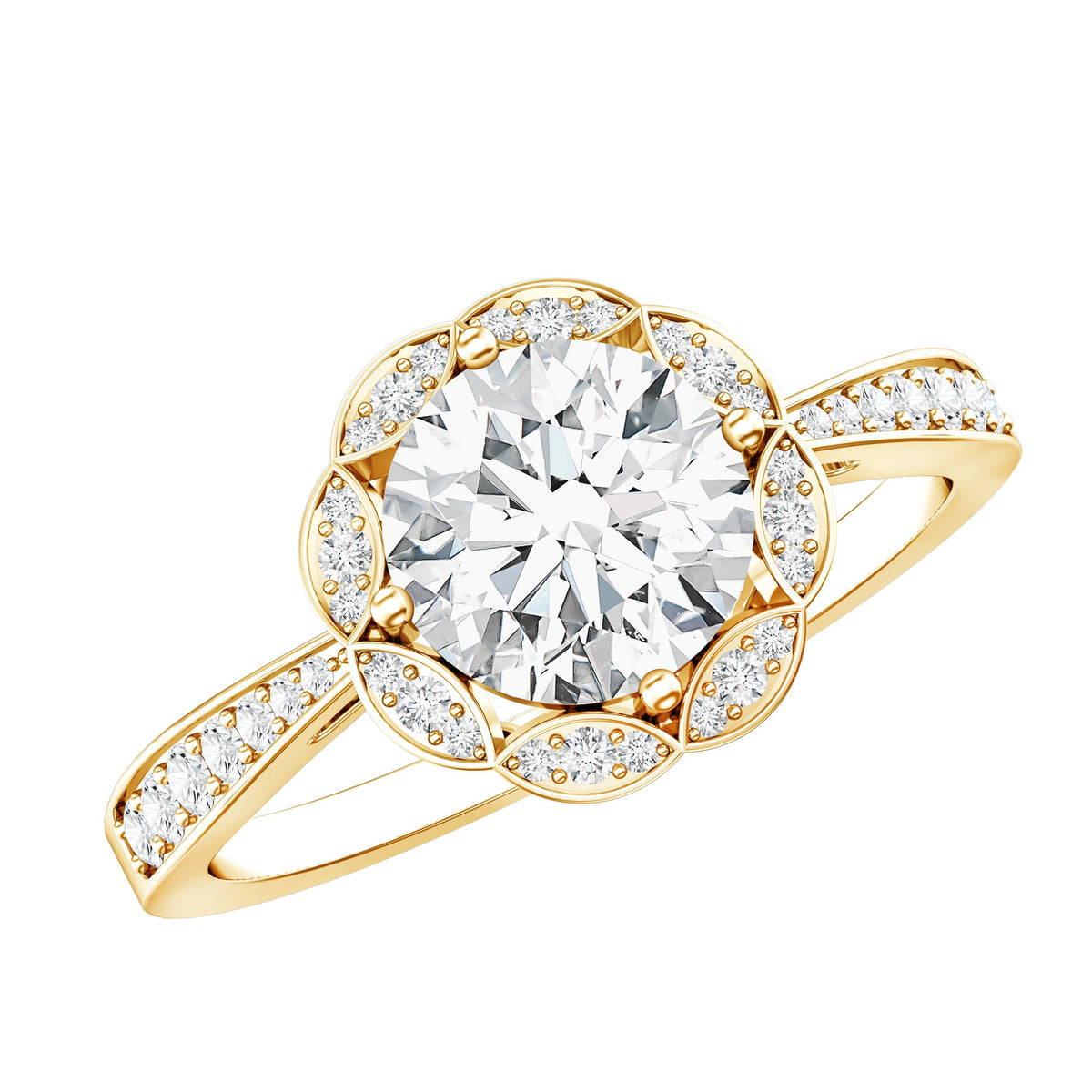 Certified 1.2 Carat Lab Grown Diamond Halo Engagement Ring