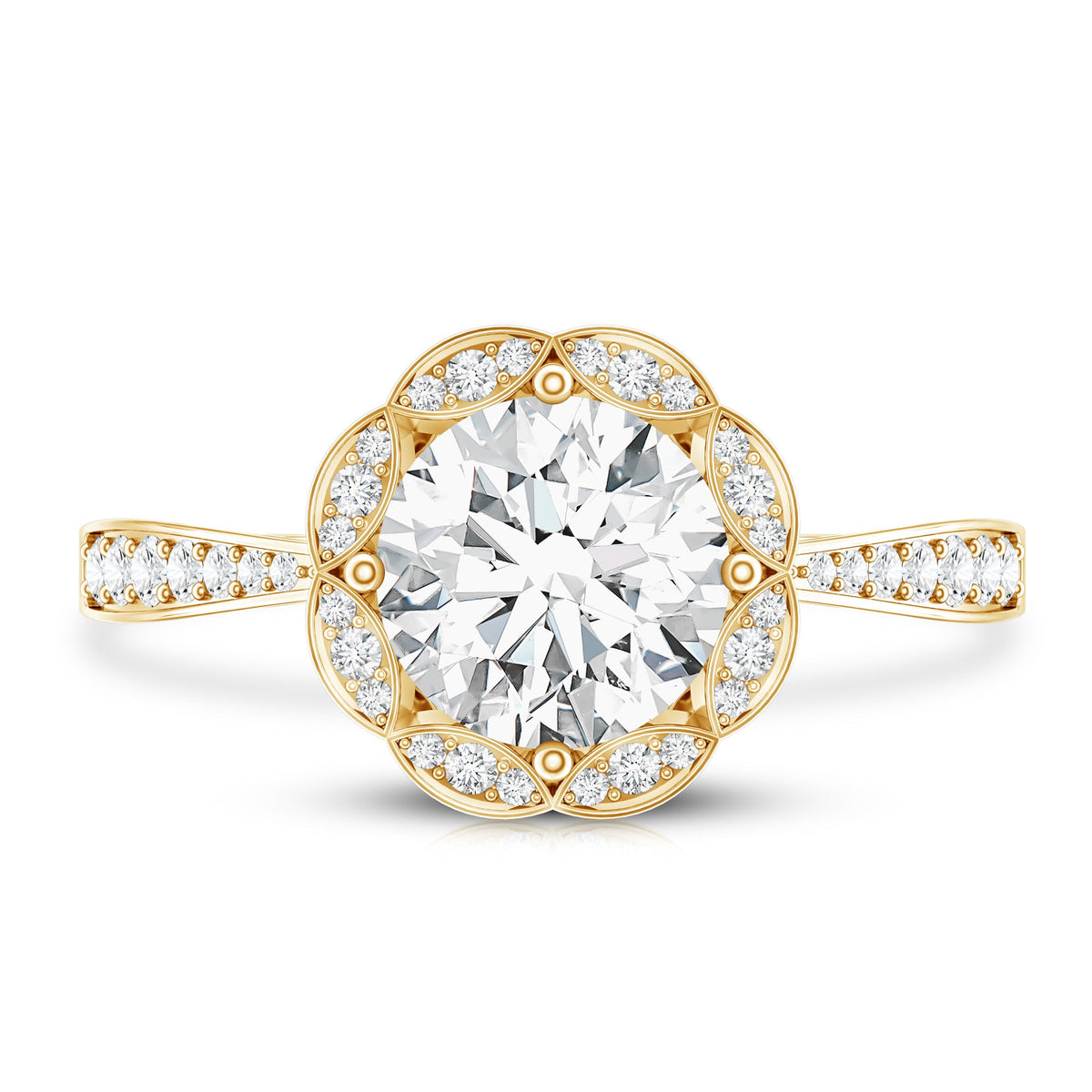 Certified 1.2 Carat Lab Grown Diamond Halo Engagement Ring