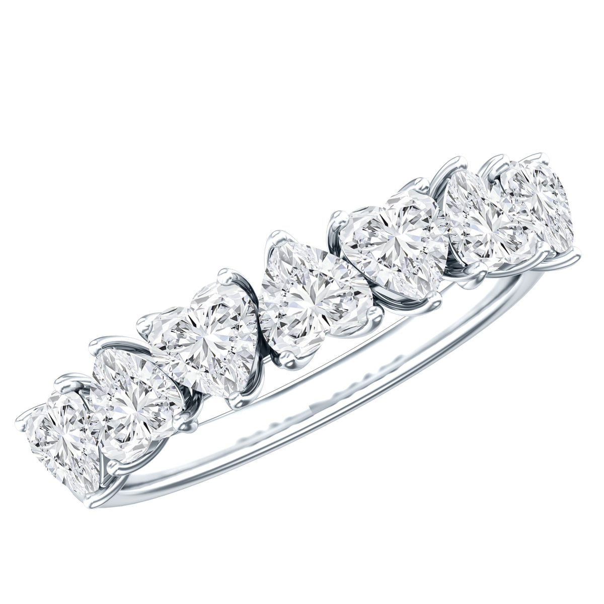 Certified Lab Heart Shaped Diamond Half Eternity Ring