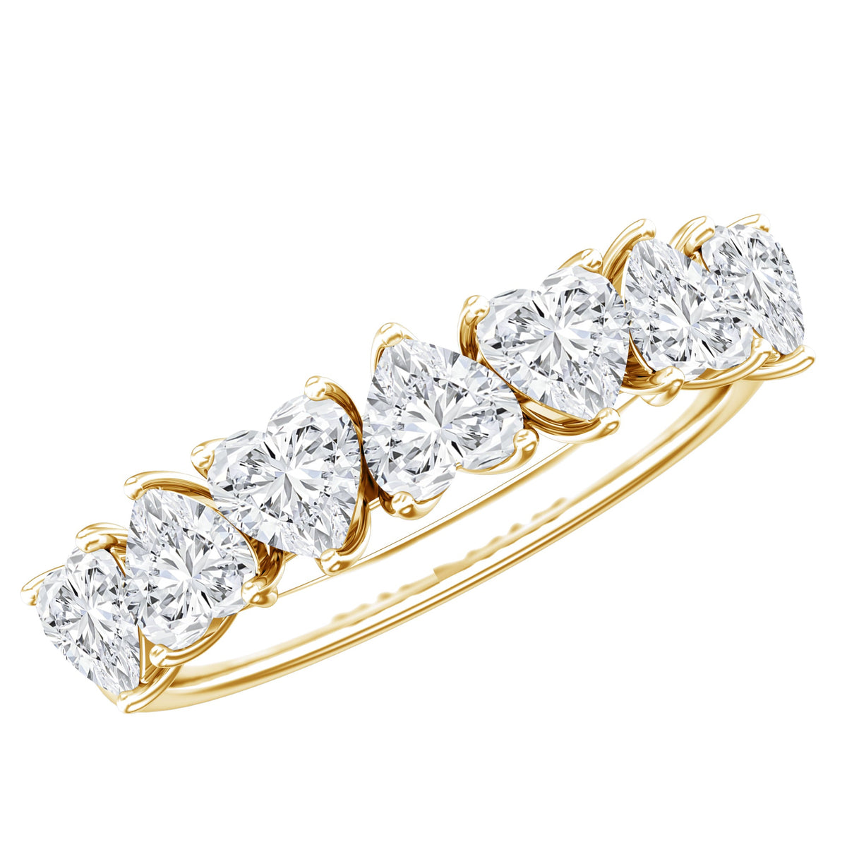 Certified Lab Heart Shaped Diamond Half Eternity Ring